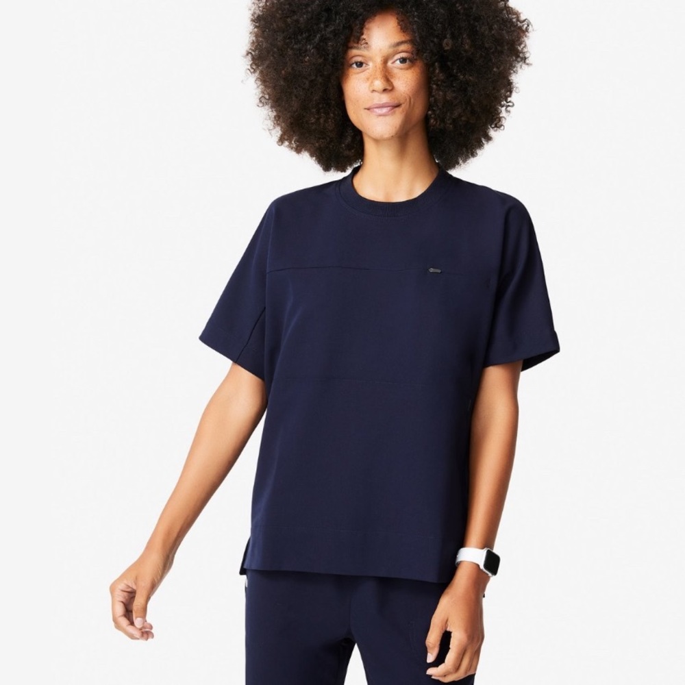NWT Figs Lismore Crew Top in Navy